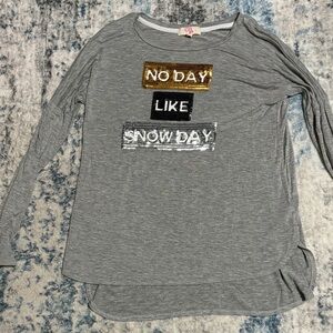 GB girls Gray Long Sleeve Shirt with Gold and Silver Accents